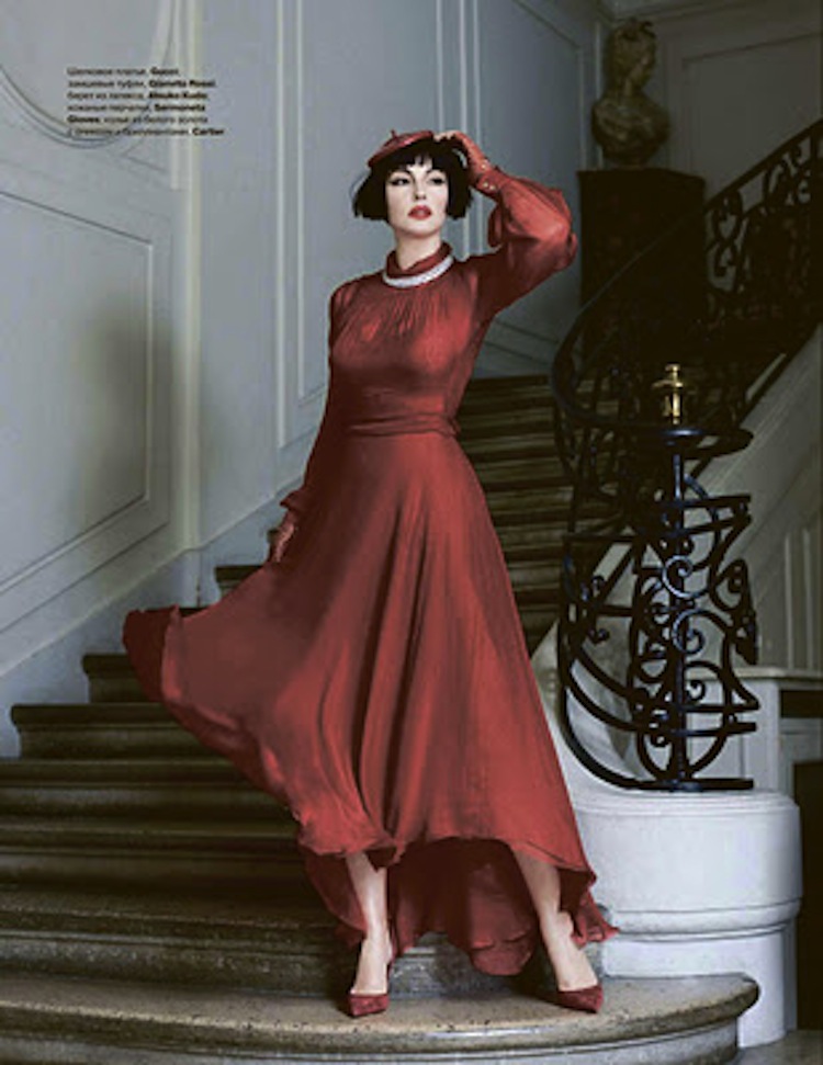 Monica Bellucci red clothes for tatler russia