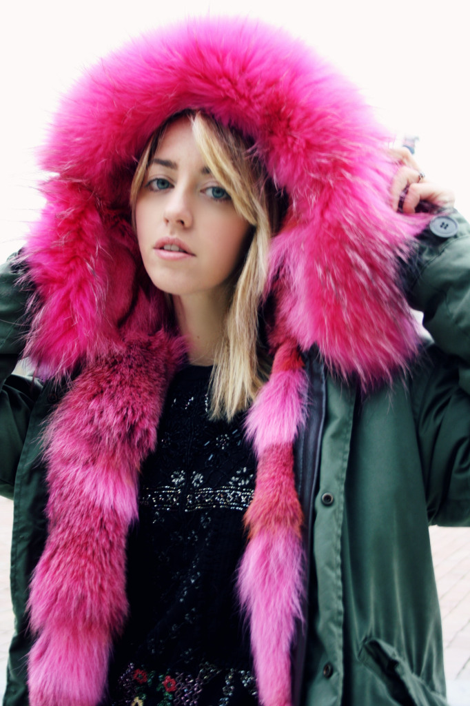 Parka with real pink fur Ms&Mrs Furs