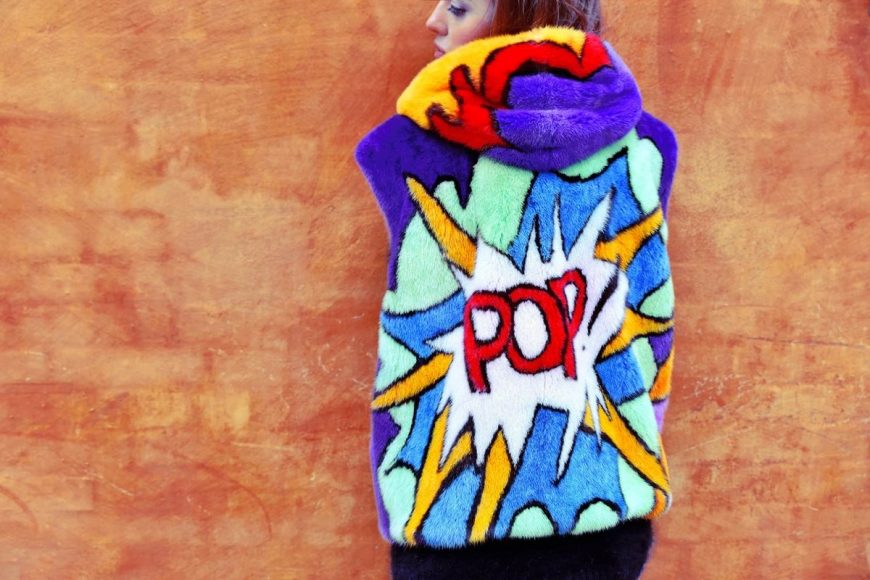 lady fur fur coat pop colors