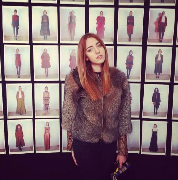 Lady Fur wearing Vladimiro Gioia at Alberta Ferretti show