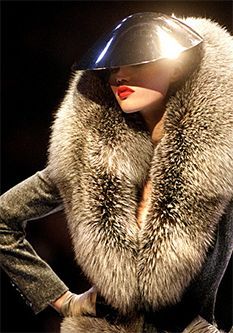 Stylish fur vest on top model