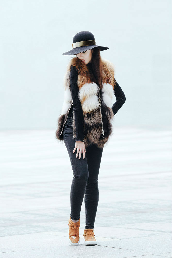 punto fox fur vest lady fur