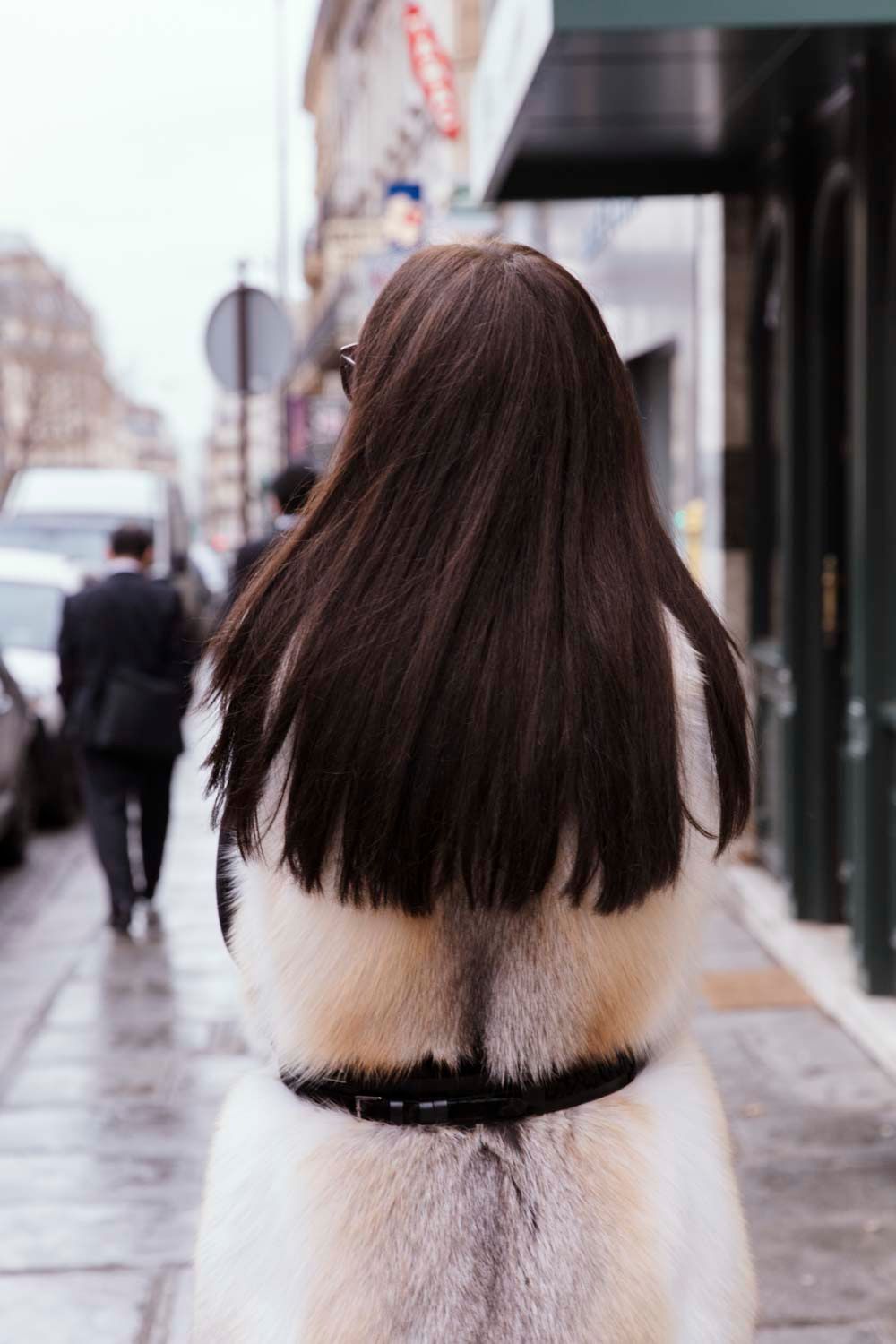 white fox fur vest rachel