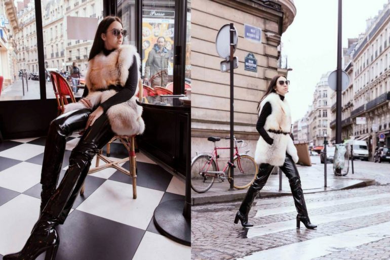 white for fur wore by me lady fur in paris
